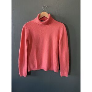 Hathaway Platinum Womens Orange Turtleneck Pullover Cashmere Sweater Medium